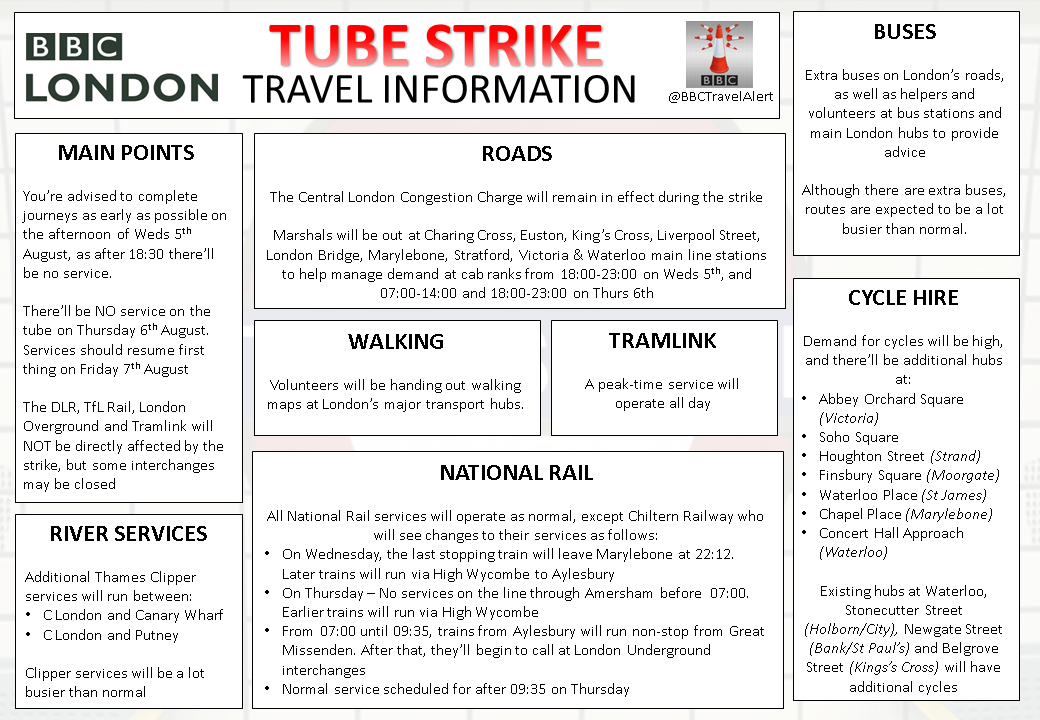 BBCTravelAlert's tweet photo. Info on this weeks #tubestrike 

Updates here and on .@BBCLondon949 on Weds &amp; Thurs http://t.co/zoiXvlai25