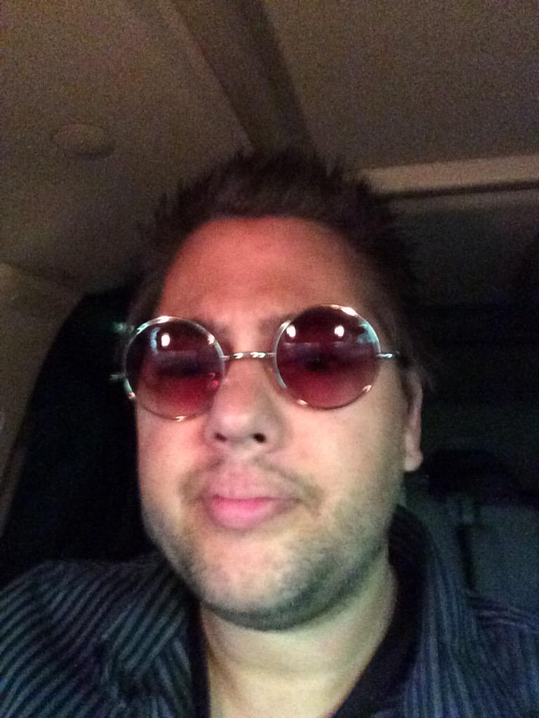 heyheydino's tweet image. Hey @Jake_Rixton you left your cool British sunglasses in our van.  They're mine now! @1037theq #JustShowUpShow