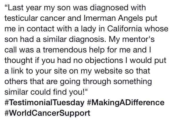 ImermanAngels's tweet photo. #TuesdayTestimonial #ImermanAngels #CharityTuesday #WorldCancerSupport http://t.co/UCyiVdfG9E