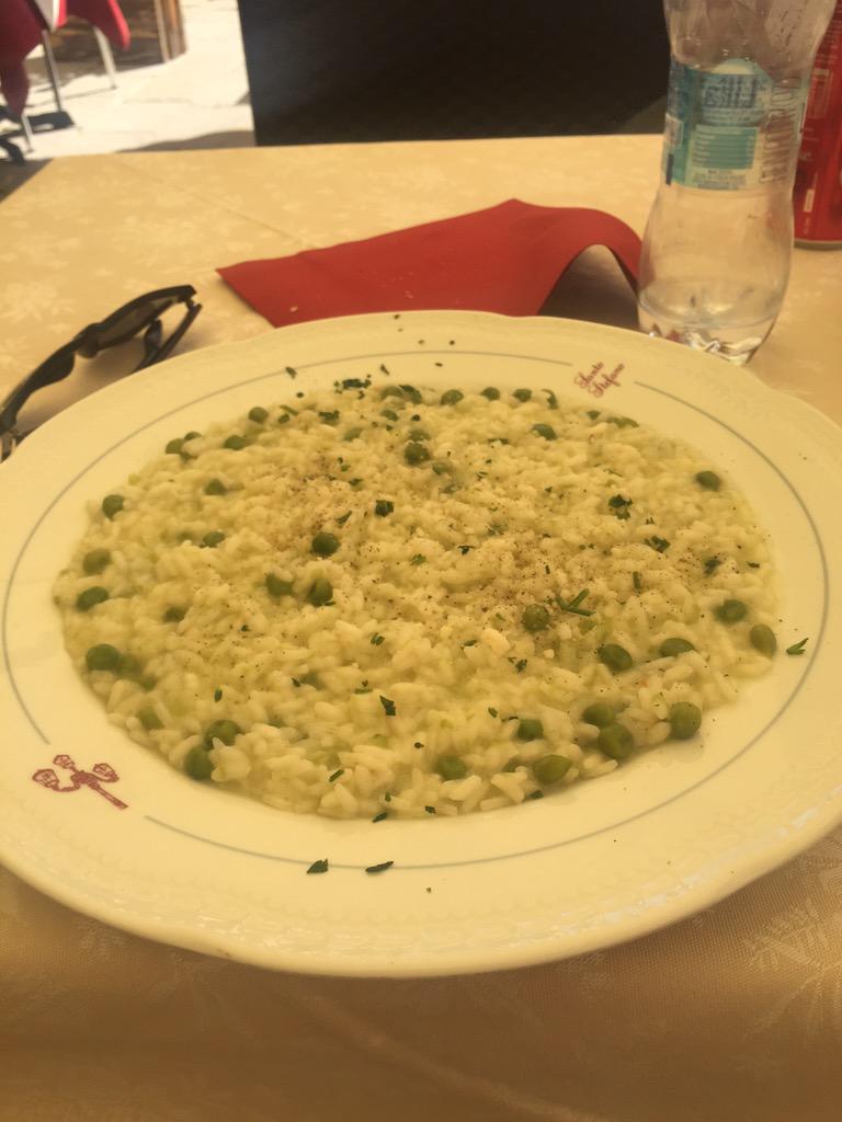 Joshsreviews's tweet photo. Pea Risotto: very hap-pea with this one in Venice....10/10 would eat again #joshreviews http://t.co/DW3tLZlS9e