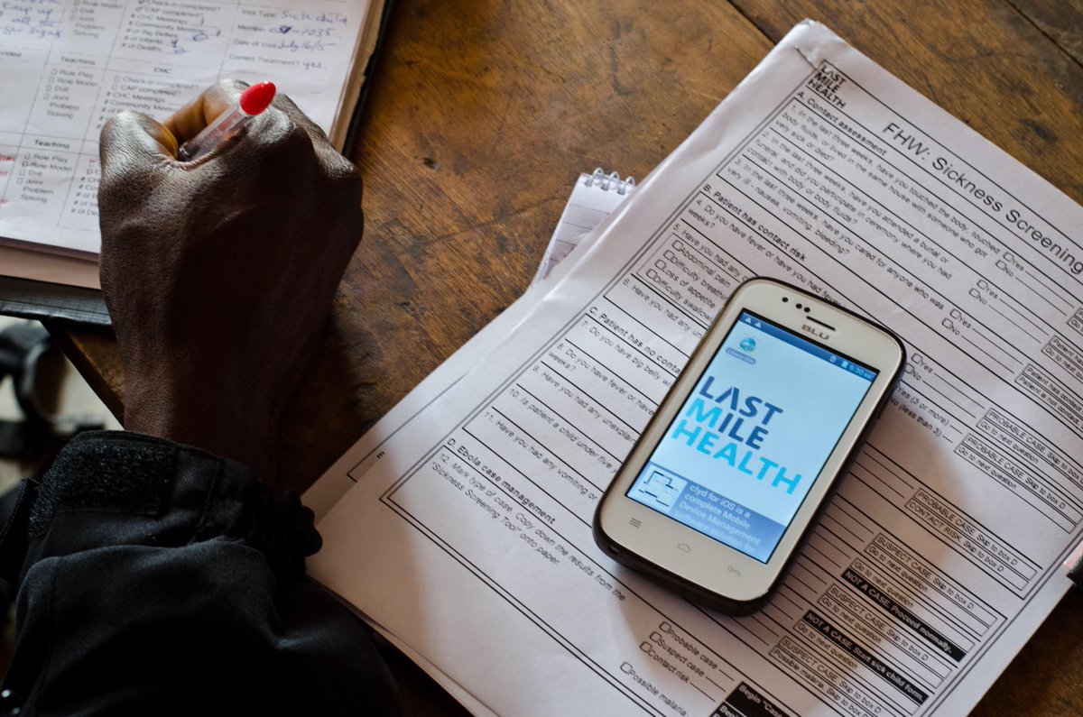 lastmilehealth's tweet photo. LMH CHW uses our #mHealth tool to fill out a sick-child assessment in Konobo District: http://t.co/D4EkP3Qliz http://t.co/S1L5KHX4yx