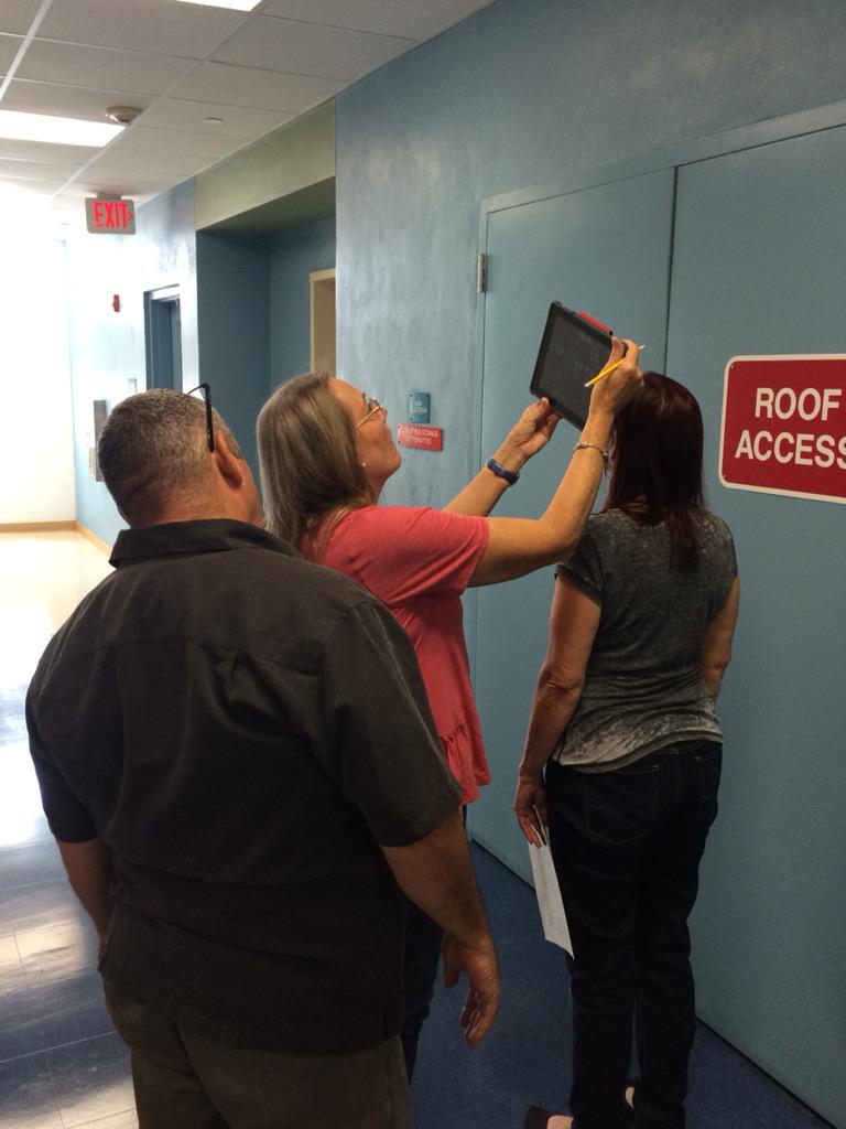 Mr_Ophaug's tweet photo. @browardschools @BrowardSTEM teachers "In the Field" using #ipad to determine Angle of Elevation! #TrigRatios #edtech http://t.co/kKT59syeYD