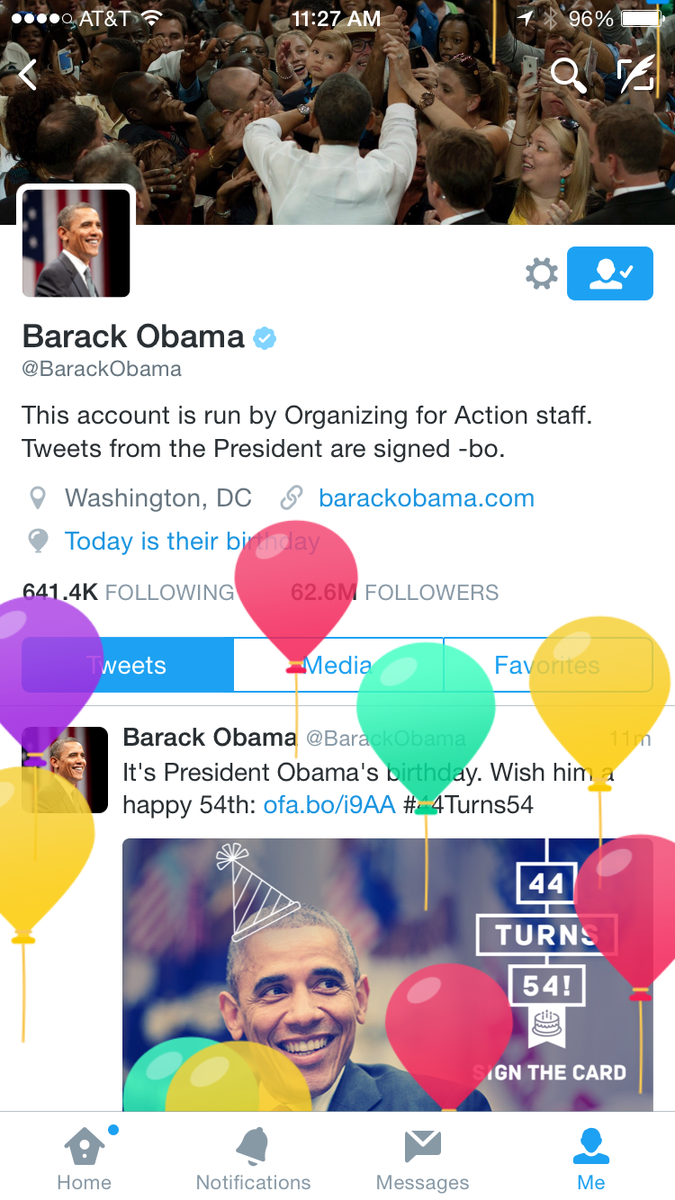 Gov's tweet photo. Happy birthday @BarackObama! Learn how you too can celebrate your birthday on Twitter: https://t.co/KmmeEtI8kr http://t.co/H21VLhzBAU