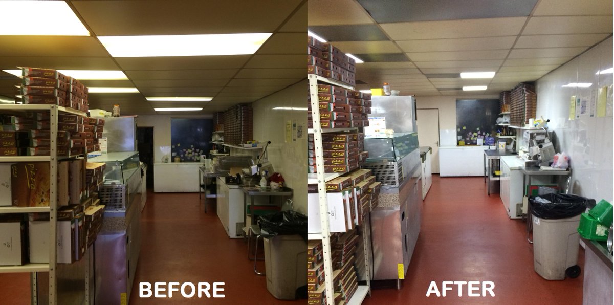 HalfpriceLED's tweet image. Check out the before &amp;amp; after @AntonsPizza 
Less light more bright! Huge difference got to love LED &amp;lt;3
#LED #lighting