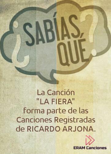 ERAMcanciones's tweet photo. #Curiosidades #SabíasQué #LaFiera #RegistradasERAM @Ricardo_Arjona http://t.co/UE82lcrk56