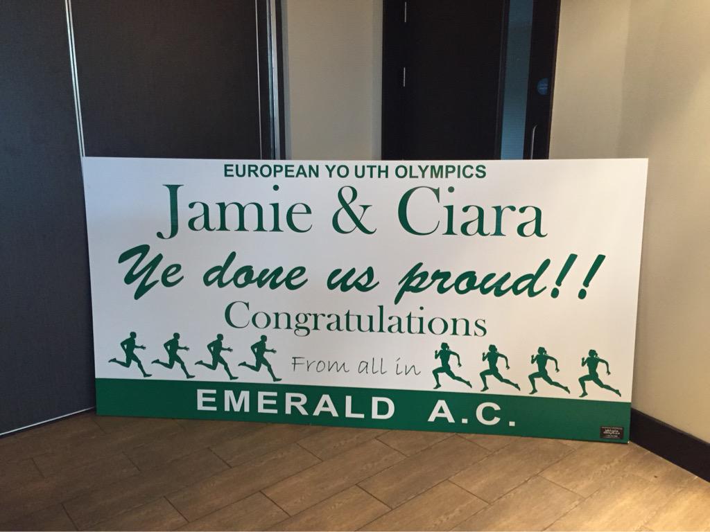 EmeraldAC's tweet photo. Wellcome home party tonight for Jamie Mitchell &amp; @ciara_nev100 after their #EYOF2015 heroics #homecoming http://t.co/8E53PiGvfx