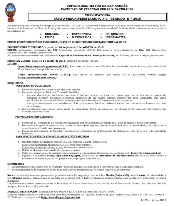 informacionumsa's tweet photo. Pre facultativos:Biología, Física, Estadística, Matemática, Ciencias Química, Informática.Inscripción hasta 7/08/2015 http://t.co/6KdbUkAjiu