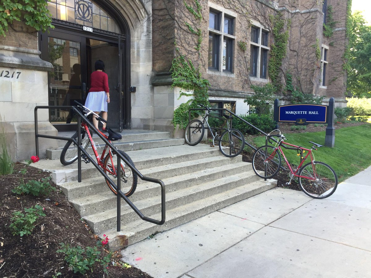weBikeMU's tweet image. Looks like there’s an unmet demand for more bike parking on campus @MarquetteU