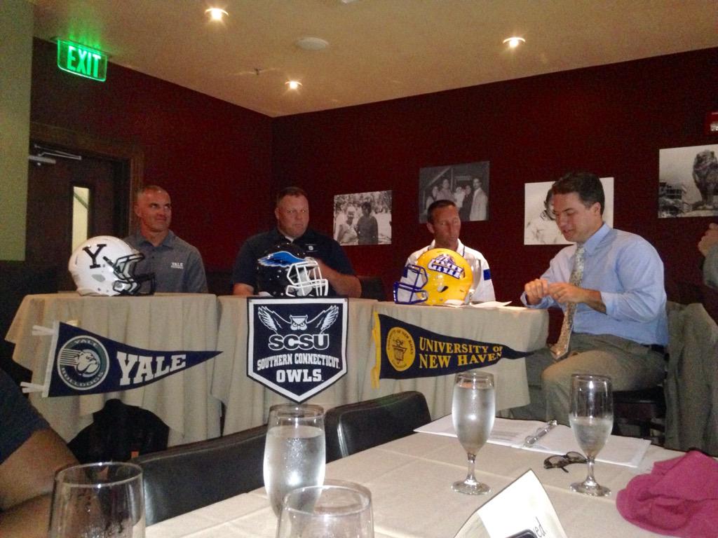 UNewHavenATH's tweet photo. .@GNHCCSports Chalk Talk underway at Fornarelli's with @NewHavenNation @SCSU_Owls and @YaleAthletics. http://t.co/UTUVGTaz7k