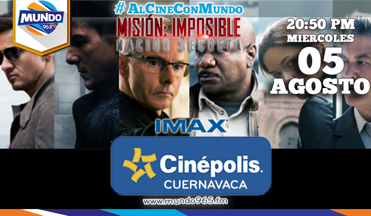 la100autlan's tweet photo. #AlCine con @Mundo965 ¡Entra, participa y GANA BOLETOS para Misión Imposible: Nación Secreta. http://t.co/XE2HB5T8yA http://t.co/1adCeqWo13