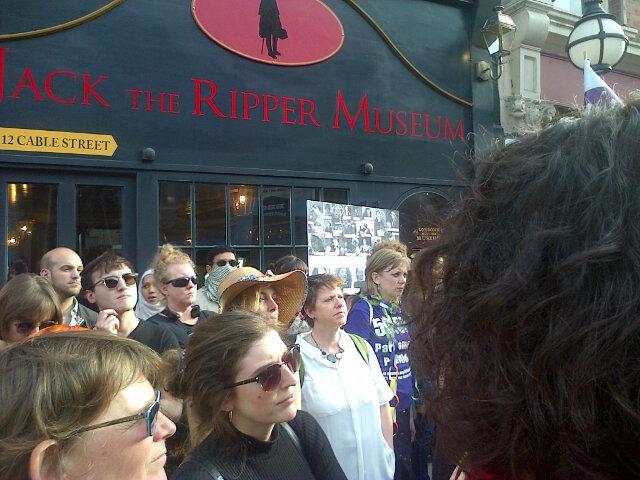 At the demo where we are remembering the women of Cable Street who resisted facism. This museum does/shall not pass
