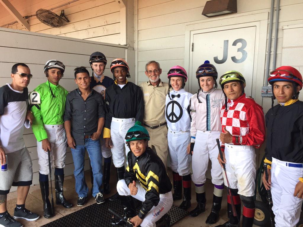 NancyUryHolthus's tweet photo. Jockey Alex Contreras came to visit his fellow riders @IGRaceCourse. #onthemend #strongspirit http://t.co/AZABd9wQ51