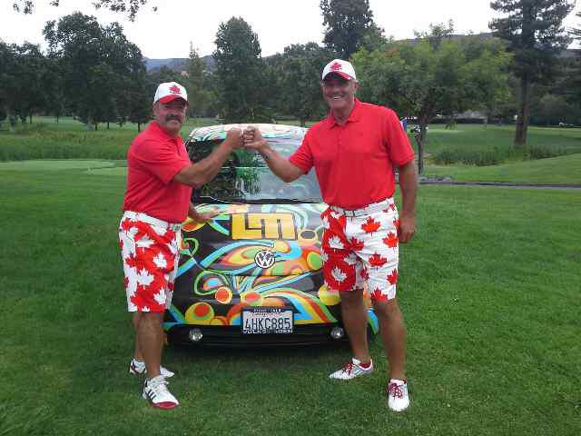 RobertRadmore's tweet image. The boys at the first ever @LoudmouthGolf tourney in Napa California. Sporting @GongshowGear hats. #goodmatch #canada