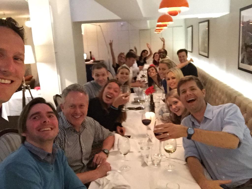 BrendanCole's tweet photo. A little pre season #strictly dinner to break in the new season... http://t.co/yKSR7ME7bi