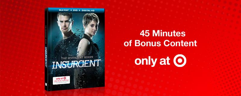 #Insurgent + 45 minutes of bonus content? Check and check. Pick up your copy, available now! tgt.biz/2kee