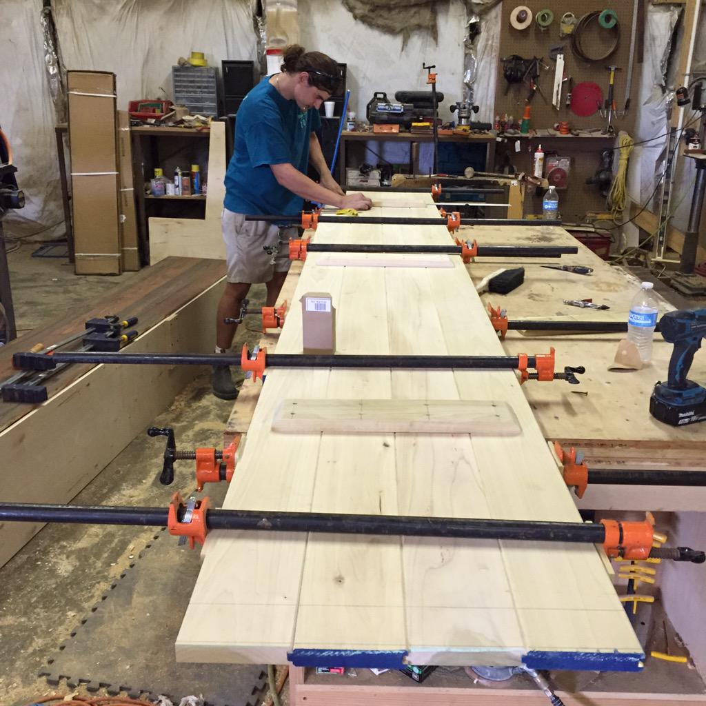 Clamping up the biggest shutter of all time

#custom #woodwork #poplar #nola #design #shoplife #build