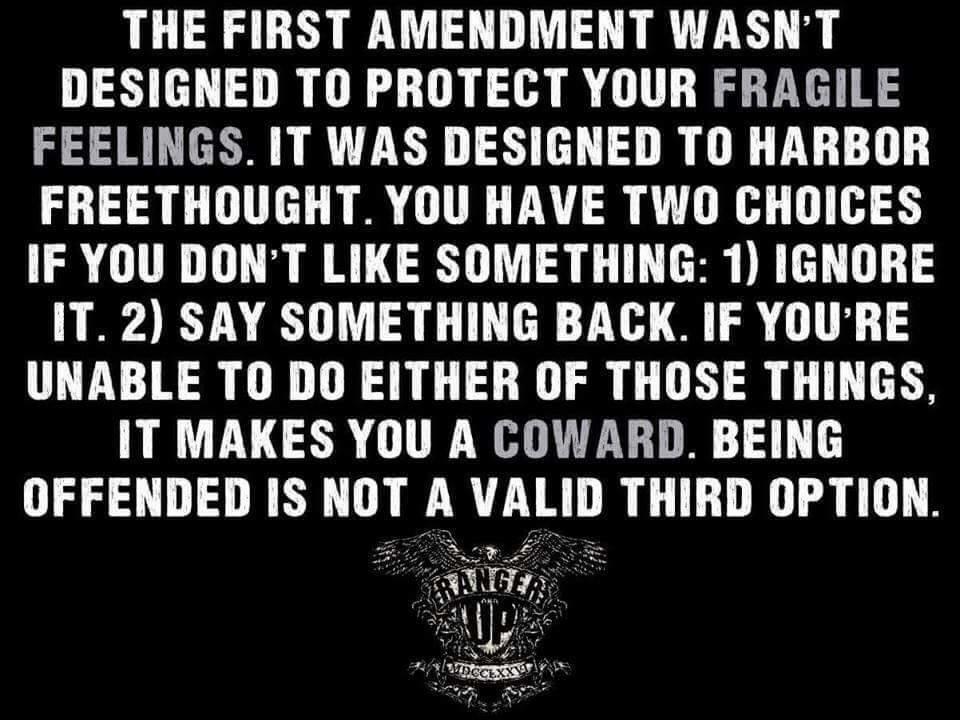 LindaSuhler's tweet image. The #FirstAmendment wasn&apos;t designed to protect YOUR fragile &apos;feelings...&apos;
#1A
#WakeUpAmerica

on.fb.me/1HoMF6m