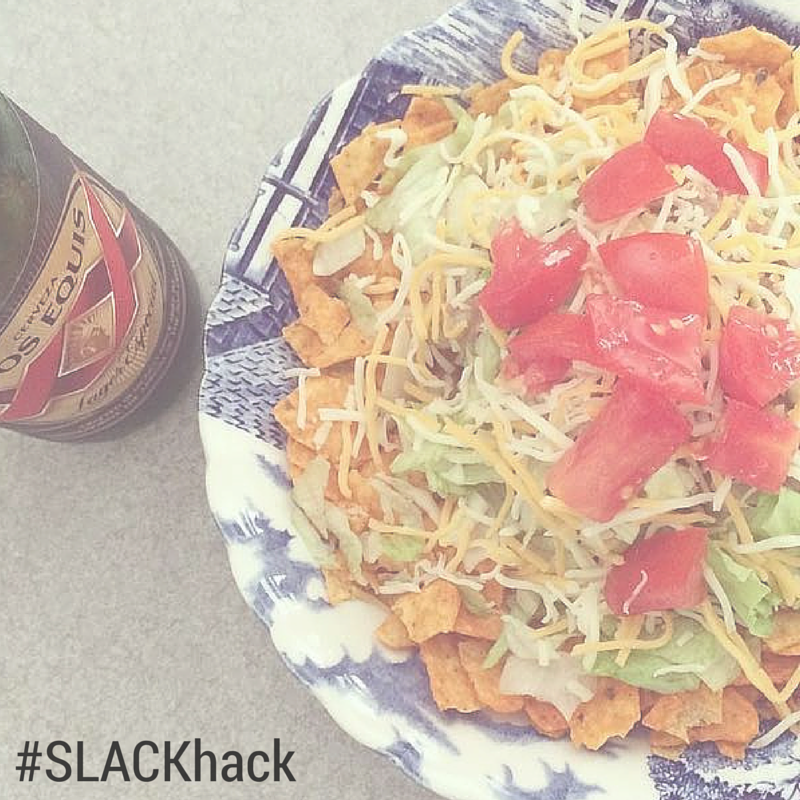 slackerwear's tweet image. Take a bag of Doritos, throw in your favorite taco toppings, and shake it up! Tacos in a Bag!! #SLACKhack #foodtip
