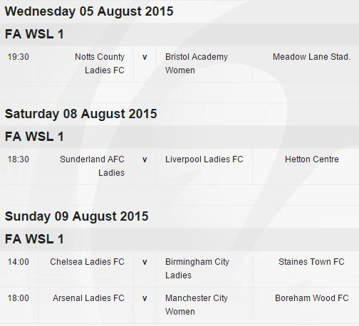Woso_FC's tweet photo. All of this week's WSL1 fixtures: http://t.co/glWCF2iTPm