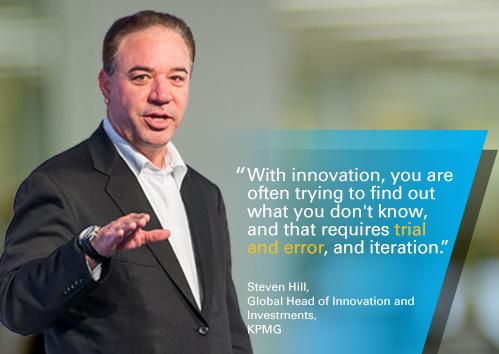 KPMG's tweet photo. "#Innovation requires trial and error." @SteveHill_SI, KPMG http://t.co/lLAh38Mntx   #CEOoutlook http://t.co/XhYbZWuxFO