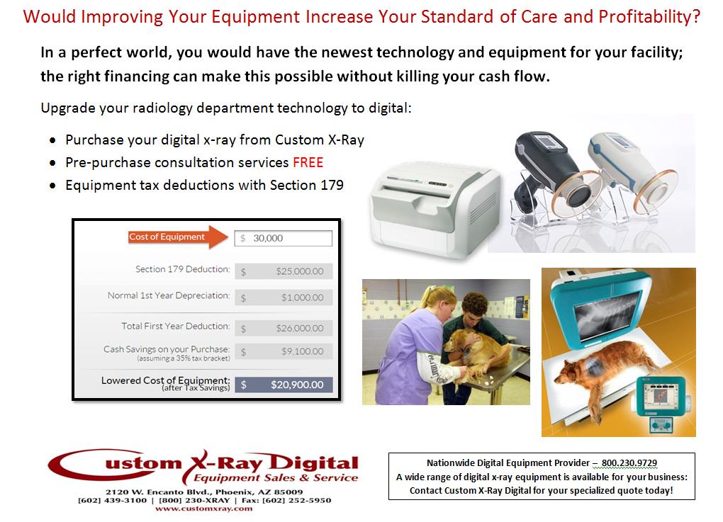 CustomXray's tweet image. Upgrade to digital: 
• Purchase x-ray equipment
• Pre-purchase consultation FREE
• Tax deductions with Section 179