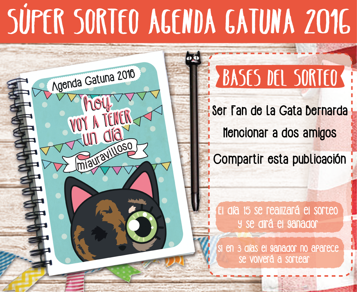 LaGataBernarda's tweet photo. No os perdáis el súper sorte de La Agenda Gatuna 2016!!! El sorteo SOLO es en FB! https://t.co/PS3ImVMKG8 Suerte!!! http://t.co/IfObFPB5AY