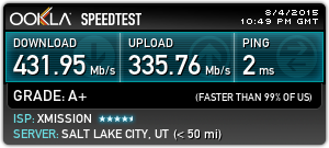 BYUSportsCave's tweet photo. Don’t have anything to complain about here. @xmission @UTOPIAnet #WirelessSpeed http://t.co/KOUgxtlkjT