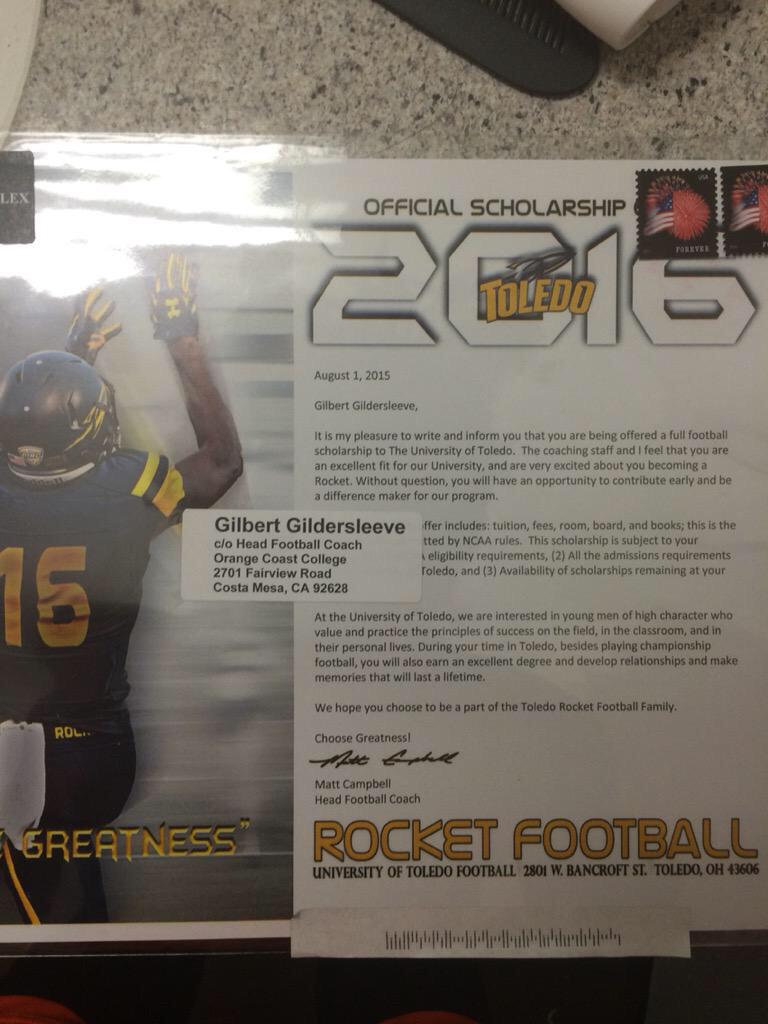 JUCO Football Frenzy (@jucoffrenzy) on Twitter photo Toledo Official offer letter to 2016 (Orange Coast CC)JUCO CB <a href="/AceB_10/">Ace Bautista</a> Gilbert Gildersleeve
HL hudl.com/athlete/315468… Toledo Official offer letter to 2016 (Orange Coast CC)JUCO CB <a href="/AceB_10/">Ace Bautista</a> Gilbert Gildersleeve
HL hudl.com/athlete/315468…