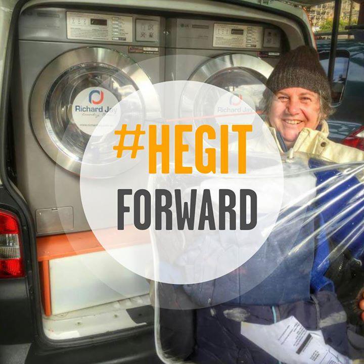 hegitforward's tweet photo. Pay it forward and help homeless Australians stay clean and dry with Orange Sky Laundry #hegitforward #hpw2015 http://t.co/lLlWOHF3du