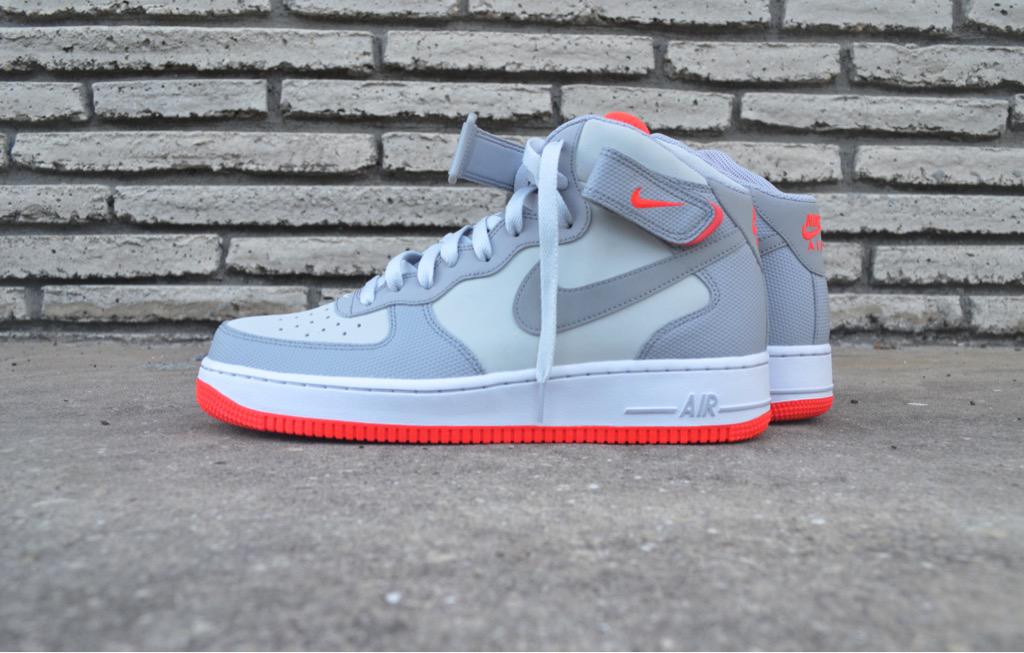 Nike Air Force 1 Mid 07 “Grey/Bright Crimson” •