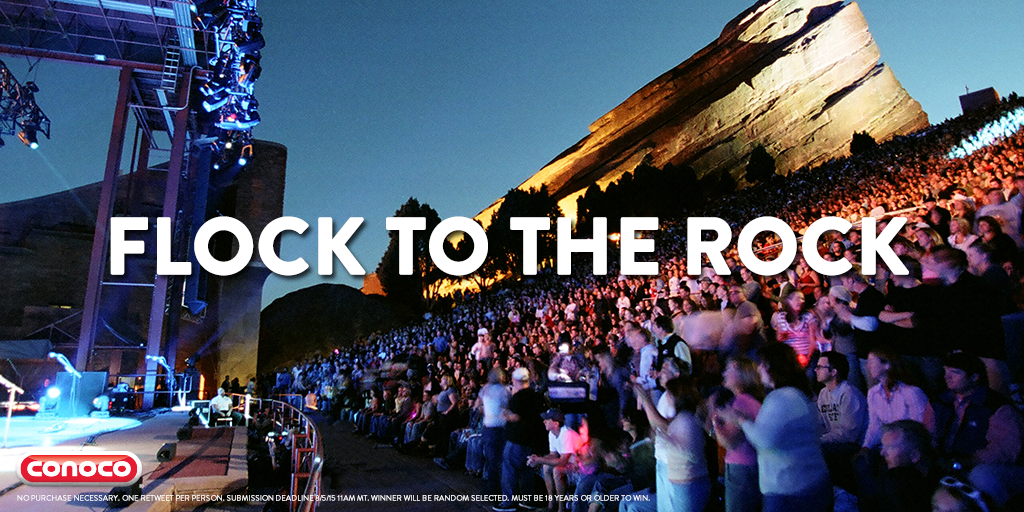 Conoco's tweet photo. RT to win 2 tickets to the 8/25 @RedRocksOnline concert + a $50 gas card. 5 will win. Make it happen, #Denver. http://t.co/4yxehdfT0K