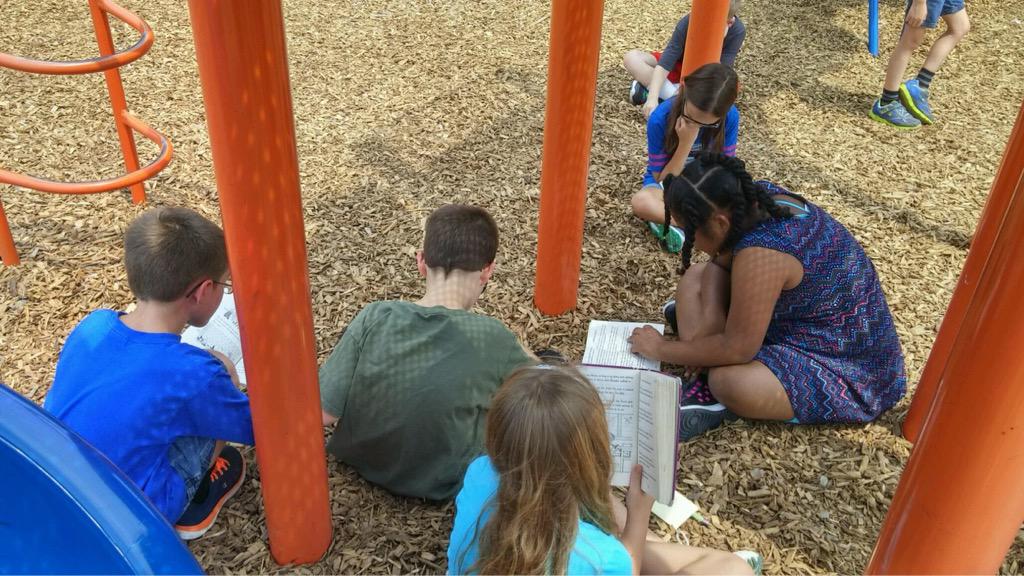 KimmelBeth's tweet image. How&apos;s that for developing a culture of readers? Book clubs at recess! #gccspride @GCCSchools