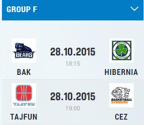 Grupo F (FIBA Europe Cup):

➡ <a href="/bakkenbears/">Bakken Bears</a> 
➡ @KK_Tajfun 
➡ <a href="/CEZNymburk/">CEZ Nymburk</a> 
➡ HIBERNIA BASKETBALL ¡¡IRLANDA!!