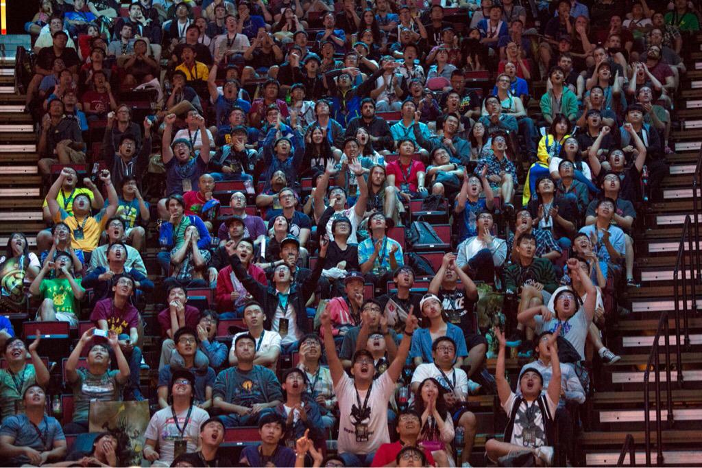 DOTA2's tweet photo. Thanks for supporting your teams. You've been a great crowd!  See you tomorrow for day3 of the Main Event at #TI5 http://t.co/KRFWJcB0Dr