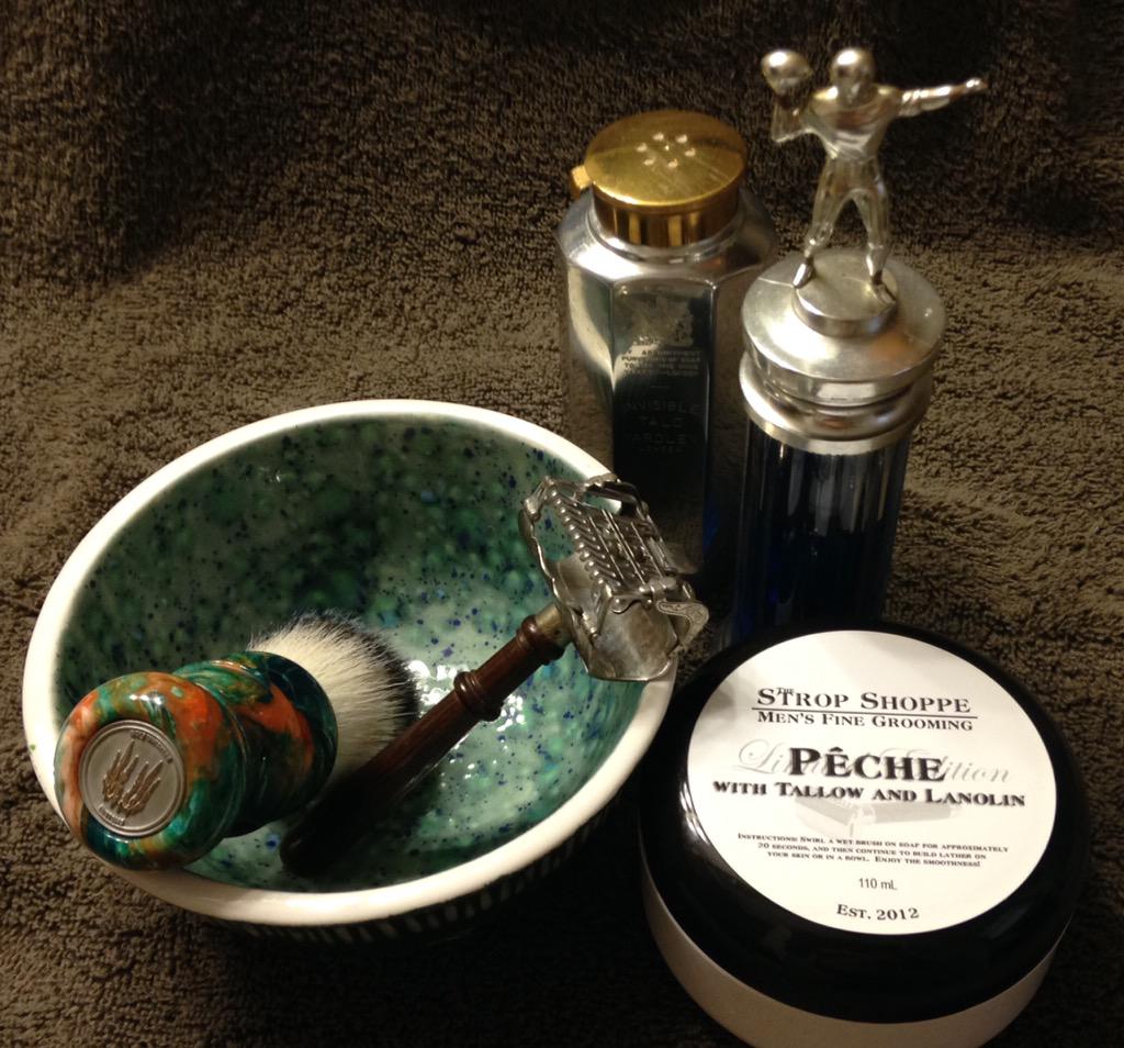 #SOTD- New Gem/Gem, Wolf Whiskers, Peche <a href="/StropShoppe/">The Strop Shoppe</a>, Aqua Velva, Yardley "Invisible" Talc