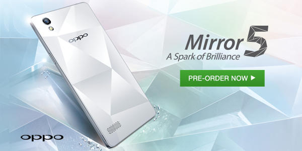 OPPOIndonesia's tweet photo. OPPO Mirror 5, smartphone stylish dengan 2GB RAM + 16 GB ROM, kamera depan 5MP. Pre-Order di http://t.co/6YC79BtO68 http://t.co/EIU1KFdBNk