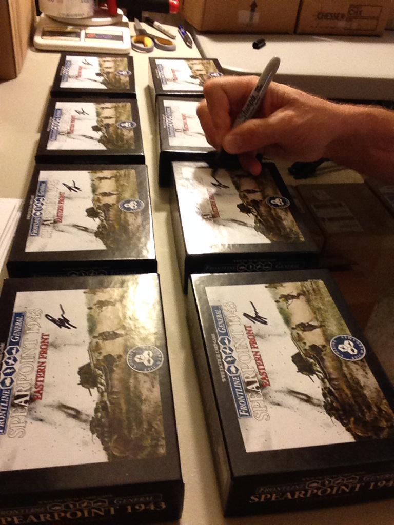 CEWargames's tweet photo. Signing, Sealing, Delivering #Spearpoint1943 Eastern Front @kickstarter #GameDesign #GameManufacturing http://t.co/TSoN0FVZmf