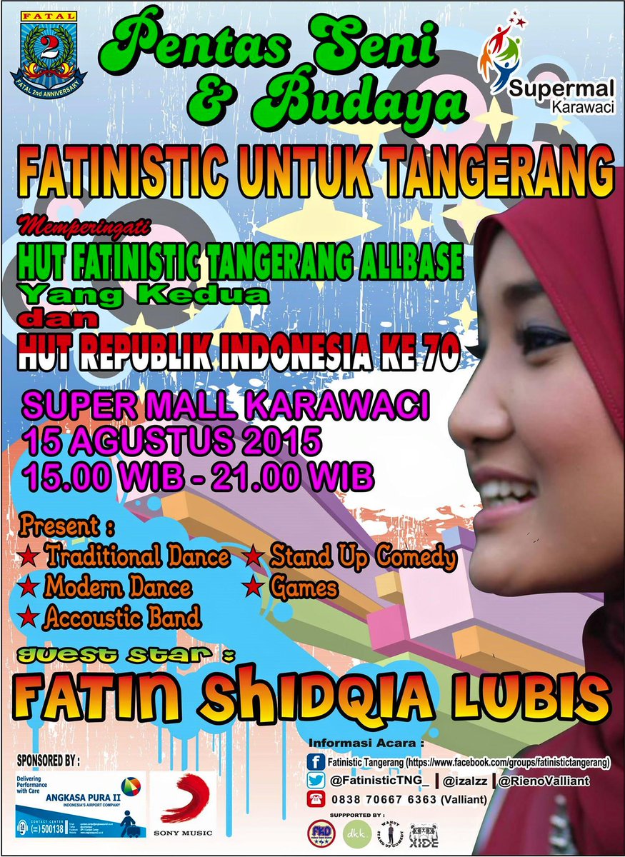 Fatinistic's tweet photo. #JadwalFatin Sabtu 15 Agustus @FatinSL Off air acara @FatinisticTNG_ *GRATISSS* .more > http://t.co/hsmrr6x8Zz http://t.co/AGWlenvX32