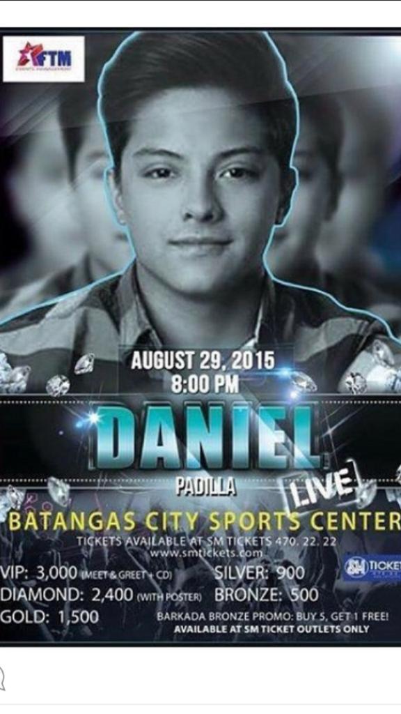 Mga Kapamilya!Daniel Padilla Live po sa Batangas City Sports Center sa Aug29,Sabado po yan.Magkita-kita po tayo doon.