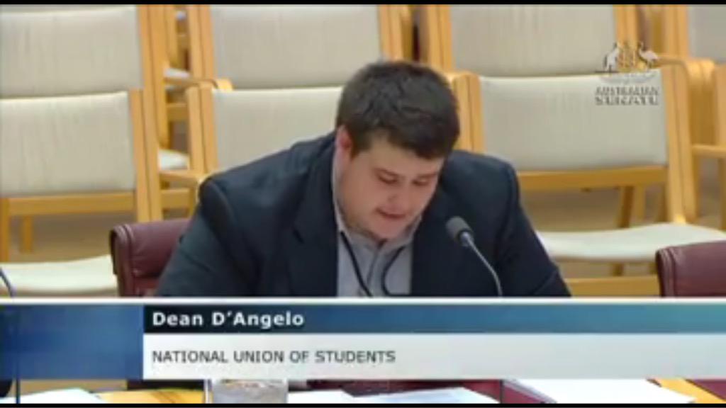 dean_dangelo's tweet photo. Great to address the Senate Committee examining the cuts to the Newstart Allowance this morning with @NUS_President http://t.co/hdfw0hNzpg