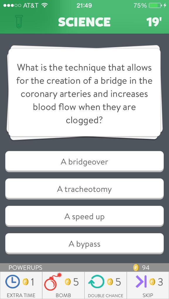 heartRN13's tweet photo. That moment when you have #TriviaCrack right where you want them 😂 #cardiacnurse #heartquestions #coronarybypass http://t.co/wv5DuC5Vvr