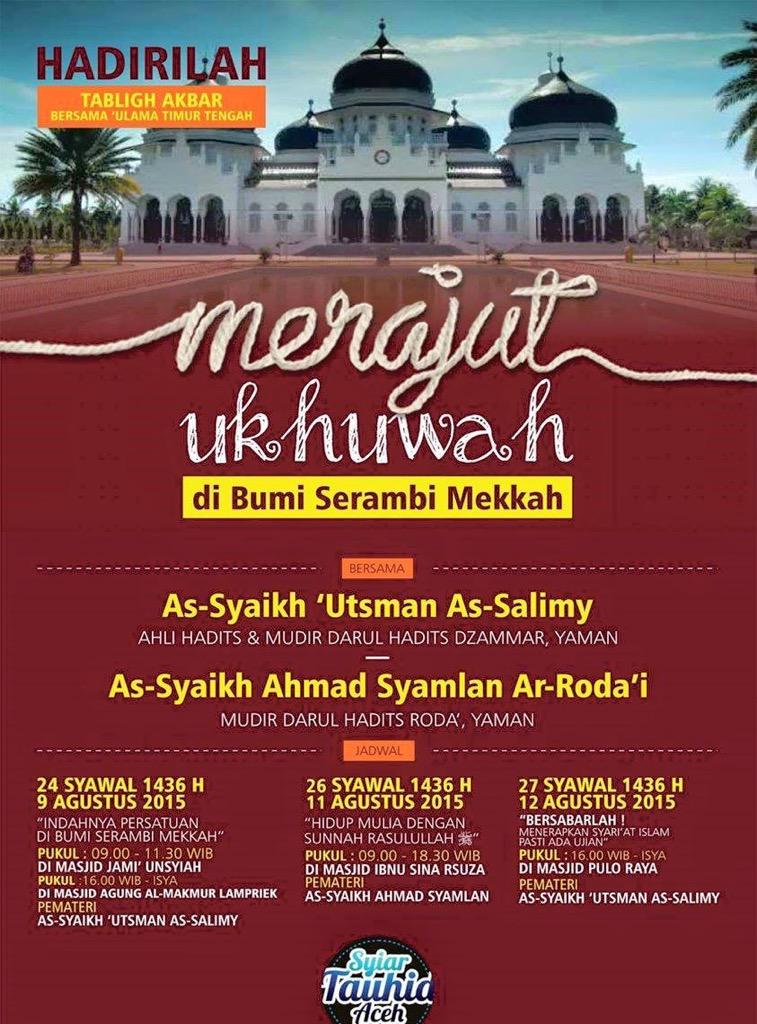 ILAcrew's tweet photo. Tabligh Akbar bersama ulama Timur Tengah, 9 - 12 Agustus di Bumi Serambi Mekkah http://t.co/qgWzo1yOLr #iloveaceh @beriayat