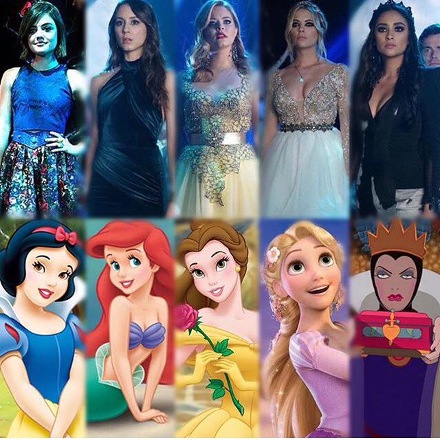 DeadLittleLiars's tweet image. The girls and their Disney prom dress inspiration #PLLProm
#PrettyLittleLiars #PLL