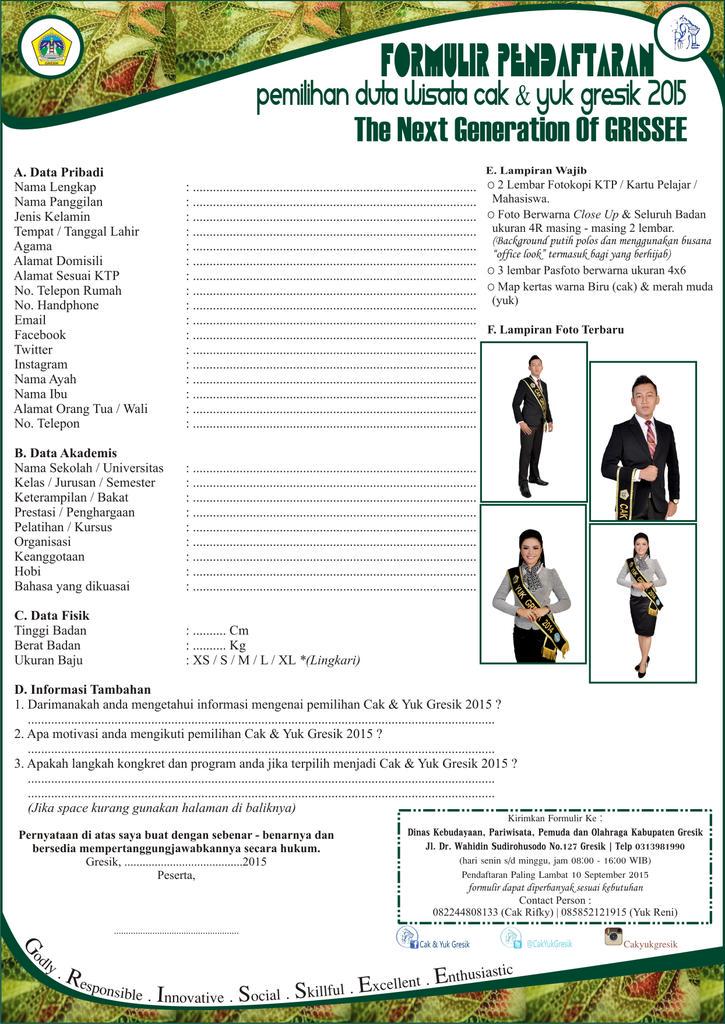 <a href="/smandry_gresik/">SMAN 1 DRIYOREJO</a> <a href="/infosmanuda/">SMA NU 2 GRESIK</a> <a href="/SMANEMA/">SMAN 1 MANYAR</a> <a href="/Smaniwa_Gres/">SMAN 1 WRINGINANOM</a> <a href="/MBSemenGresik/">MB.SEMEN INDONESIA</a> [FORMULIR PENDAFTARAN] Cak dan Yuk Gresik 2015