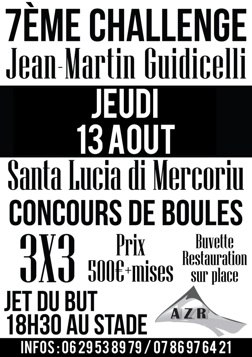AZennaRossa's tweet photo. https://t.co/RwowYnTCSE 🏆#ChallengeJMG #AZR #SantaLuciadiMercoriu #Stadu #OnCompteSurVous #Pétanque #ConcoursdeBoules http://t.co/LeBxXfxHHo