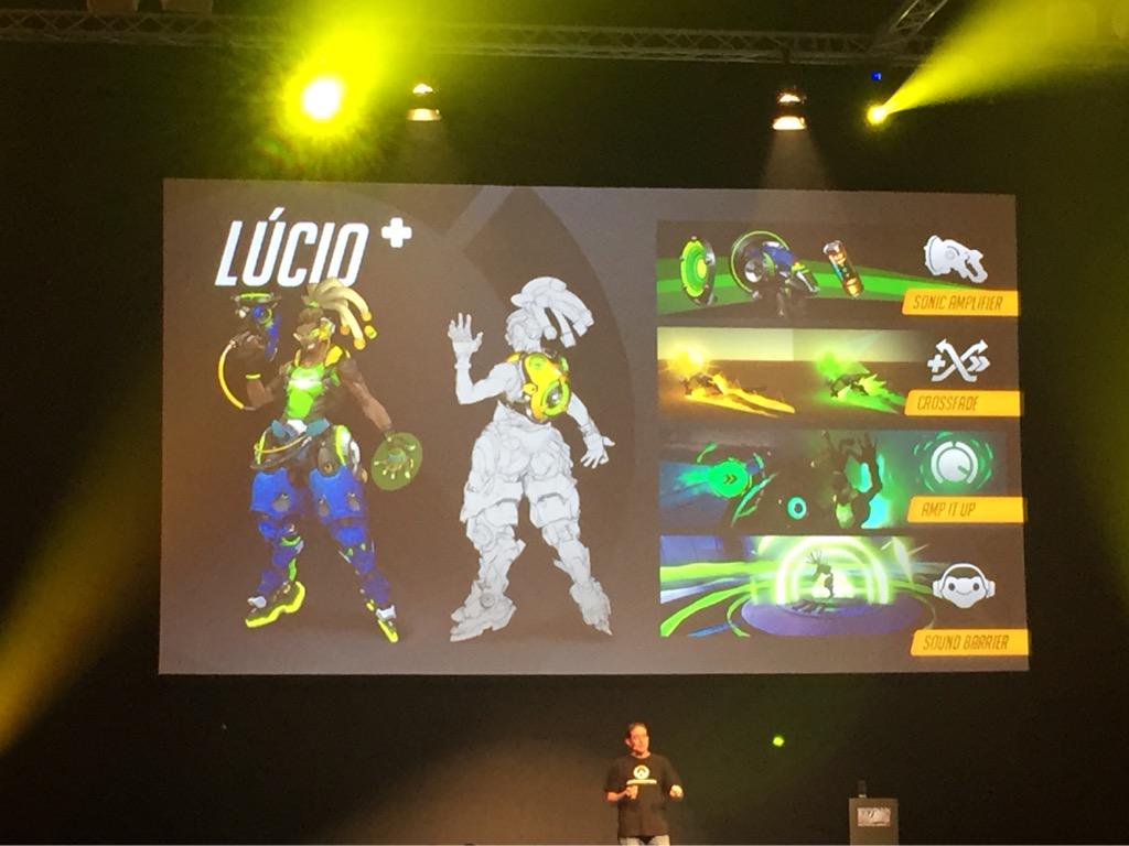 PixelDynamoLive's tweet photo. Lucío's primary weapon is the Sonic Amplifier #BlizzGC2015 #Overwatch http://t.co/ECPMAB2ctA