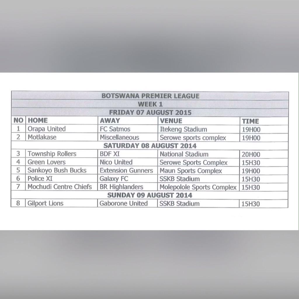 KillerpassBOTS's tweet photo. #BWPL WEEK 1 FIXTURES #Botswana http://t.co/Y2EHXOf0IL