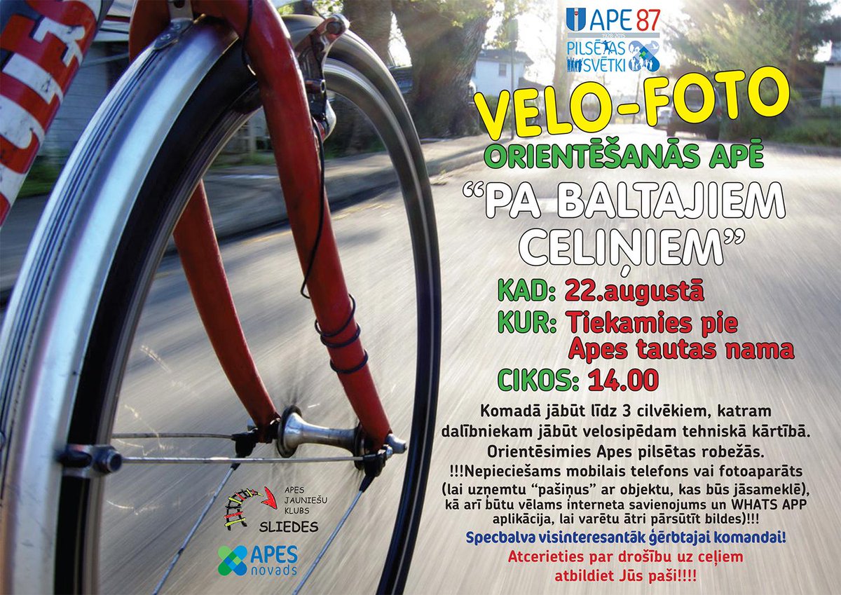 AJK_Sliedes's tweet photo. Sākam gatavoties velo-foto orientēšanās Apē!!!! http://t.co/Bi7R6uf28l