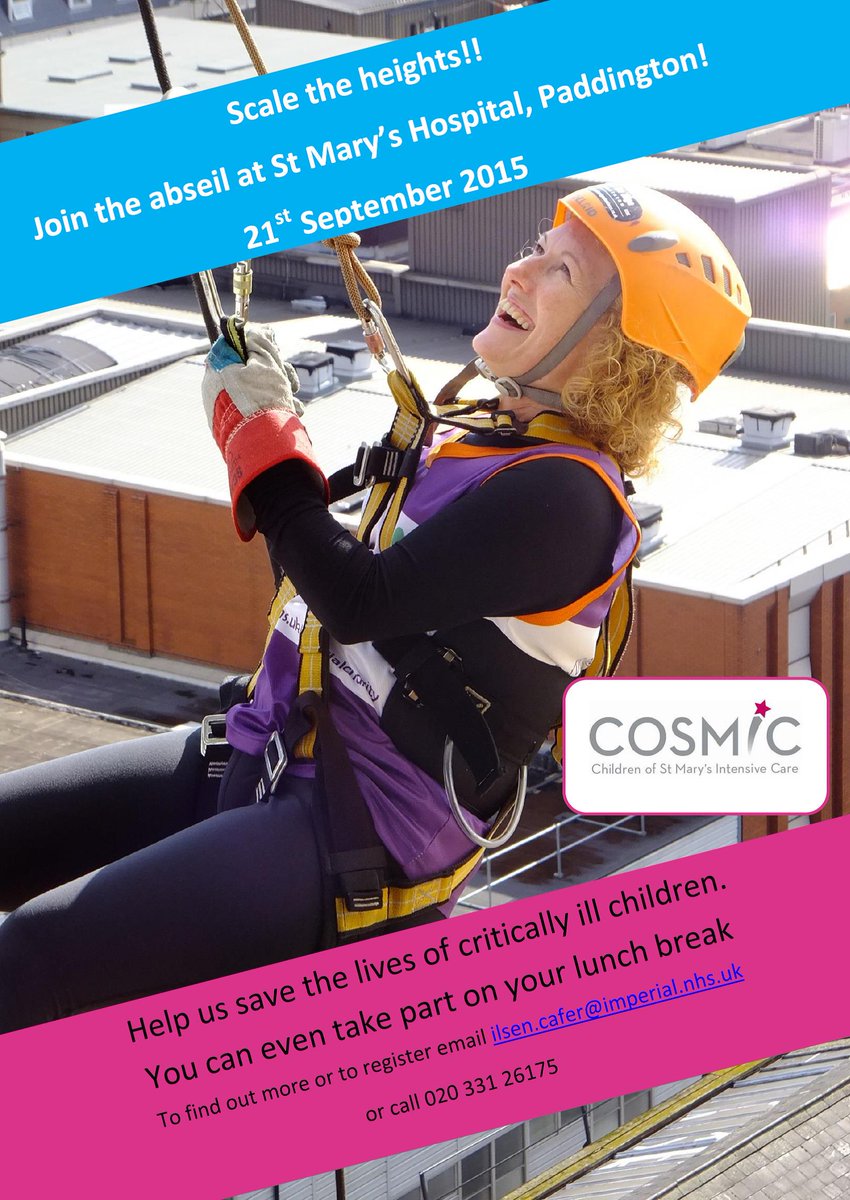 cosmiccharity's tweet photo. #Abseil down St. Mary's Hospital to #fundraise for COSMIC and help us help sick children. @charityeventsUK please RT http://t.co/sglewKF3wR