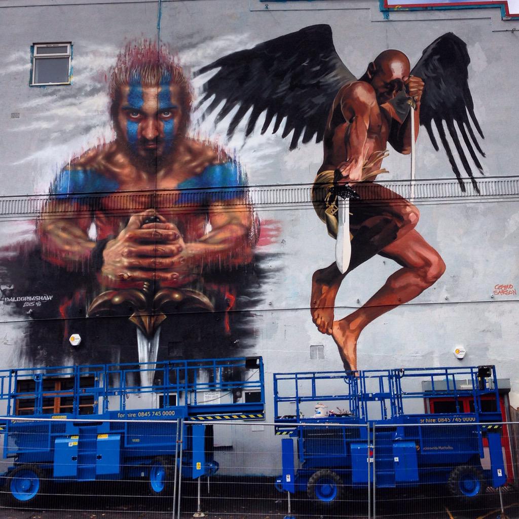 My wall at Upfest. Dale Grimshaw on the left, me on the right.